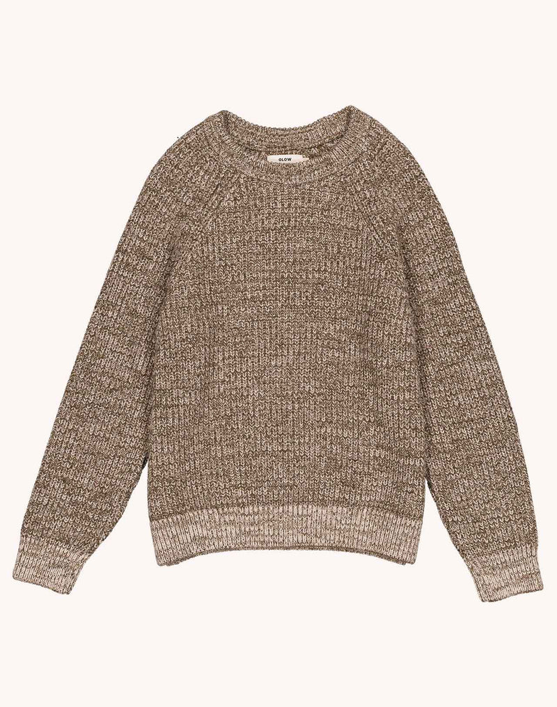 Pull Equinoxe Beige-Kaki Chiné en laine mérinos extra-fine – OLOW