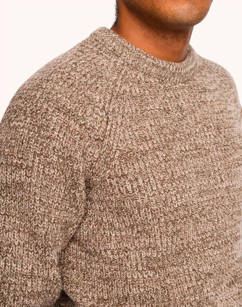 Pull Equinoxe Beige-Kaki Chiné en laine mérinos extra-fine – OLOW