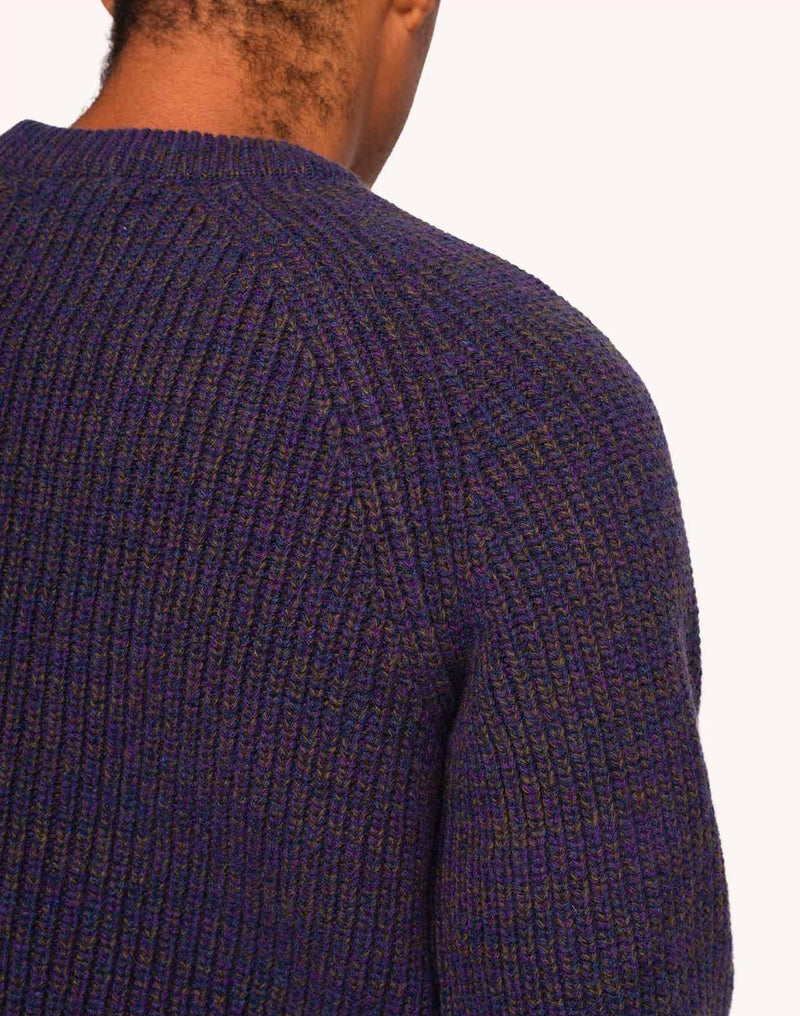 Pull Equinoxe Bleu Marine Chiné en laine mérinos extra-fine – OLOW