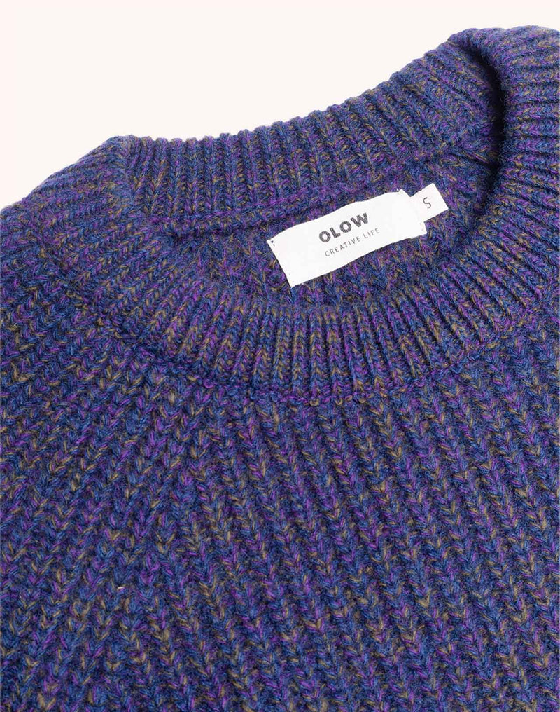 Pull Equinoxe Bleu Marine Chiné en laine mérinos extra-fine – OLOW