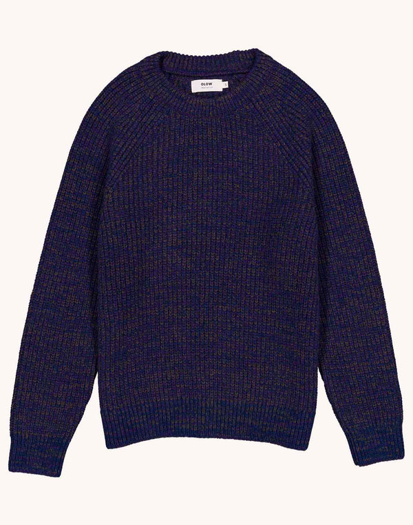 Pull Equinoxe Bleu Marine Chiné en laine mérinos extra-fine – OLOW