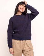Pull Equinoxe Bleu Marine Chiné en laine mérinos extra-fine – OLOW