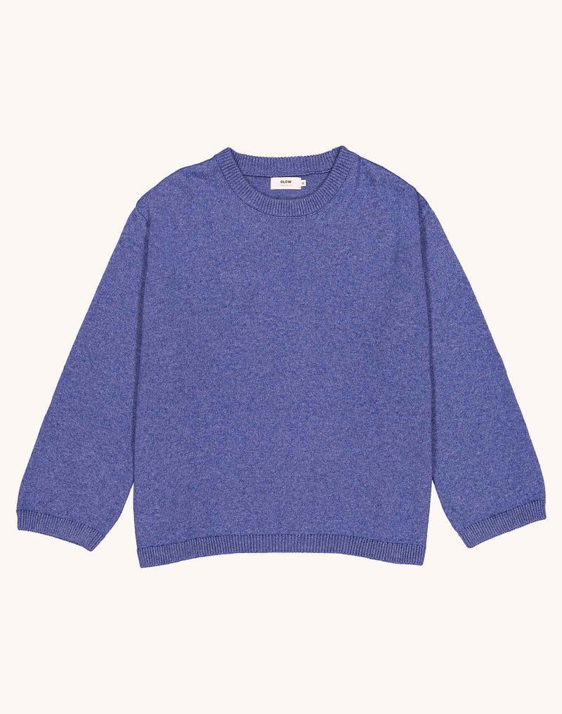 Pull Imeji Bleu Chiné en laine mérinos extra-fine, Coton bio – OLOW