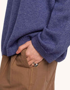Pull Imeji Bleu Chiné en laine mérinos extra-fine, Coton bio – OLOW