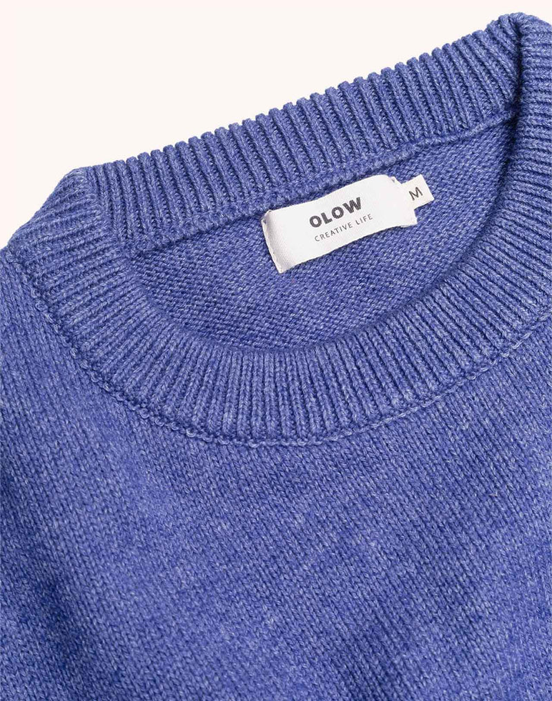 Pull Imeji Bleu Chiné en laine mérinos extra-fine, Coton bio – OLOW