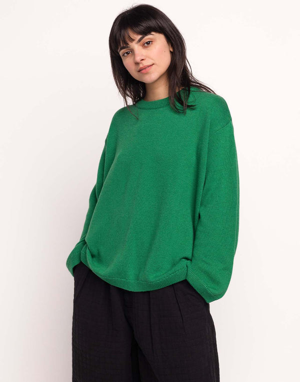Pull Imeji Vert en laine mérinos extra-fine, Coton bio – OLOW