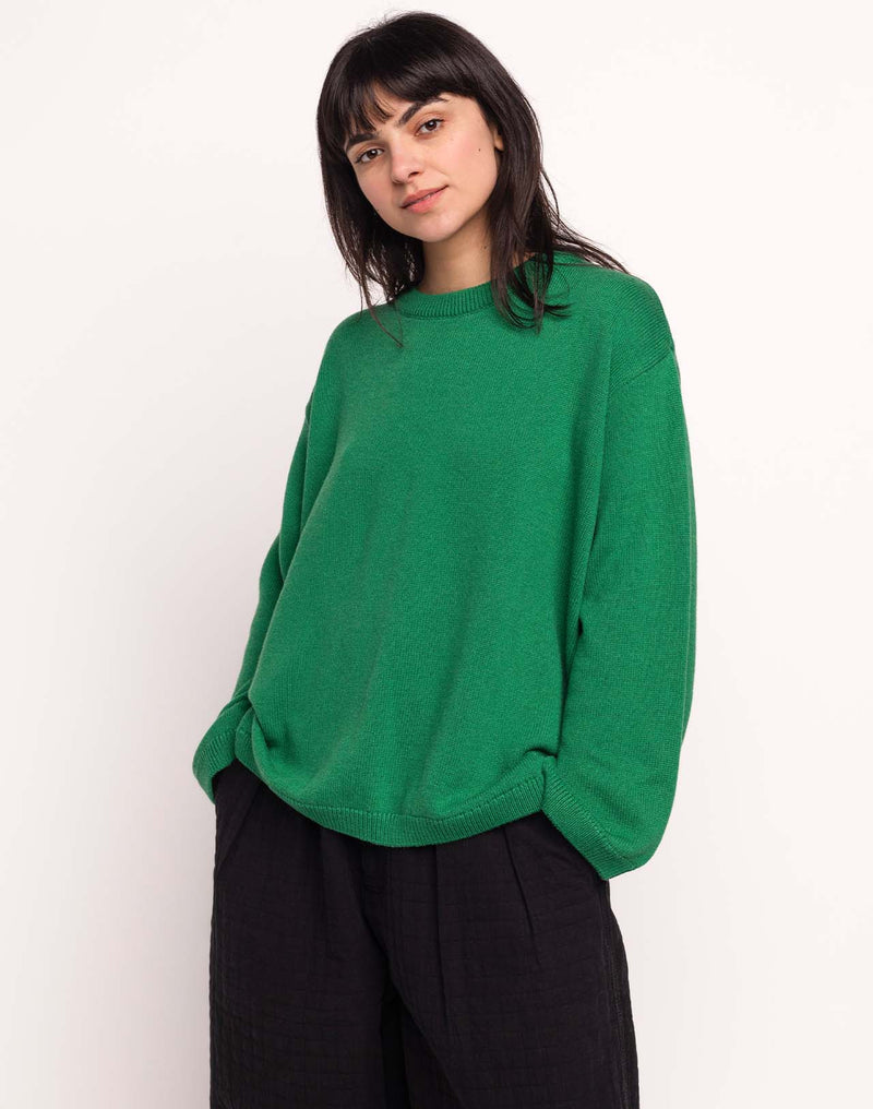 Pull Imeji Vert en laine mérinos extra-fine, Coton bio – OLOW