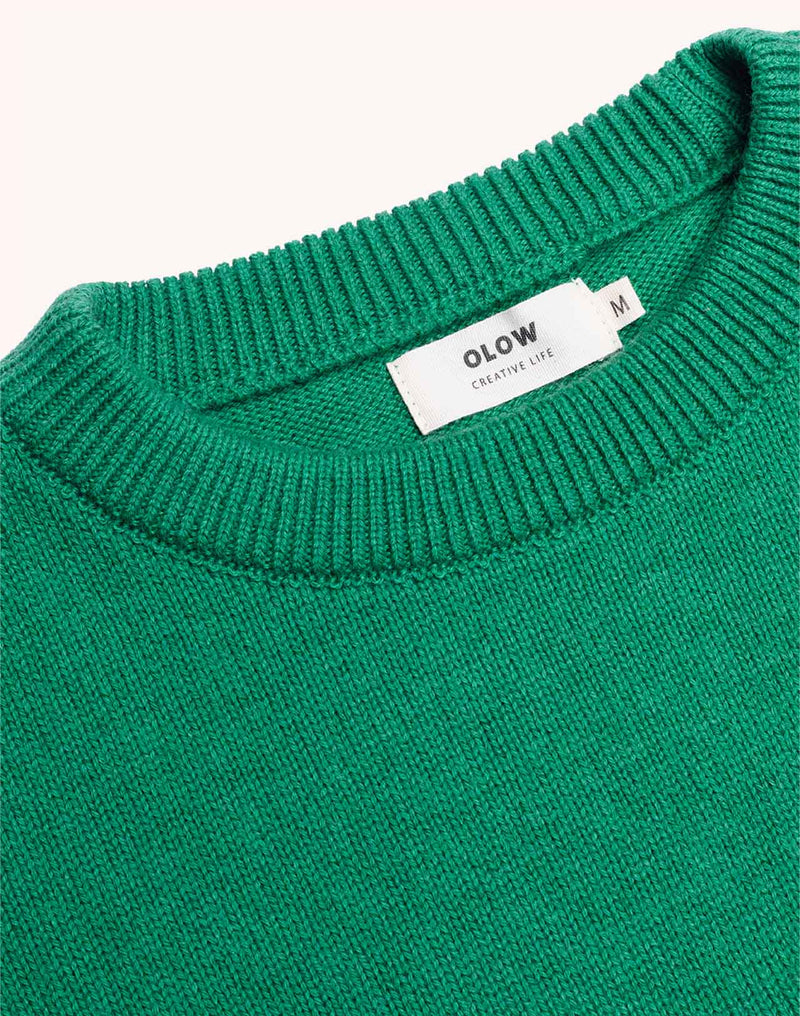 Pull Imeji Vert en laine mérinos extra-fine, Coton bio – OLOW