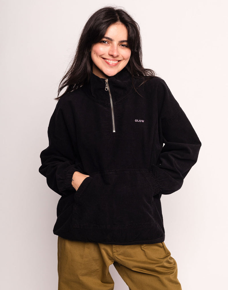 Sweat Bangor Noir en velours de coton – OLOW