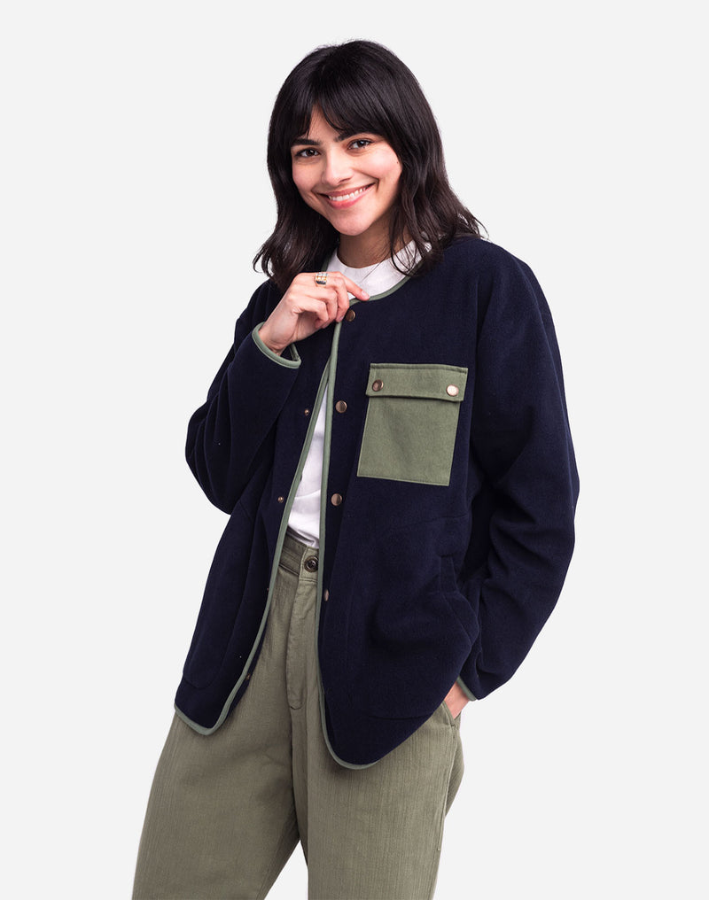 Sweat boutonné Okina bleu marine