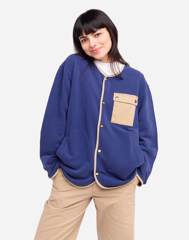 Sweat boutonné Okina bleu outremer