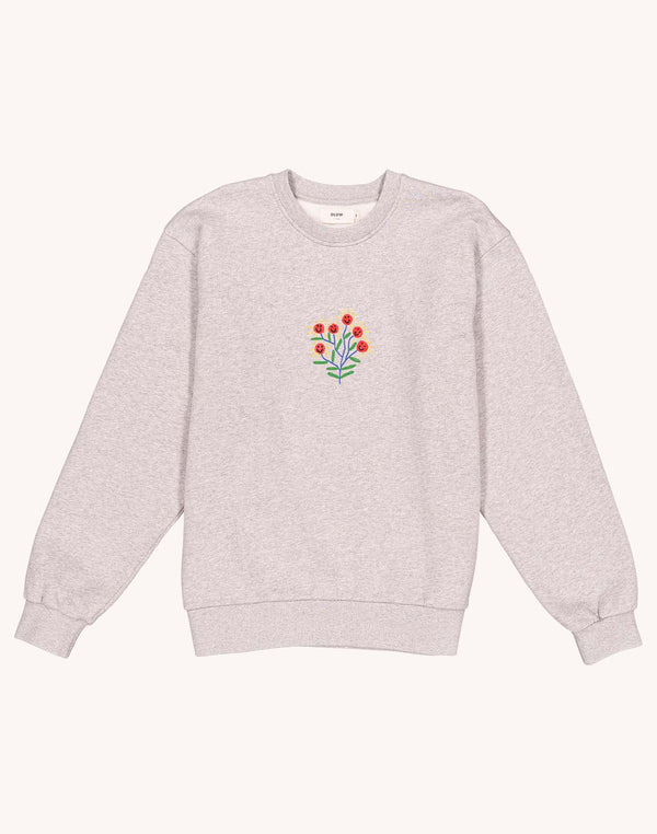 Sweat Happy Flower Gris Chiné en coton bio GOTS – OLOW