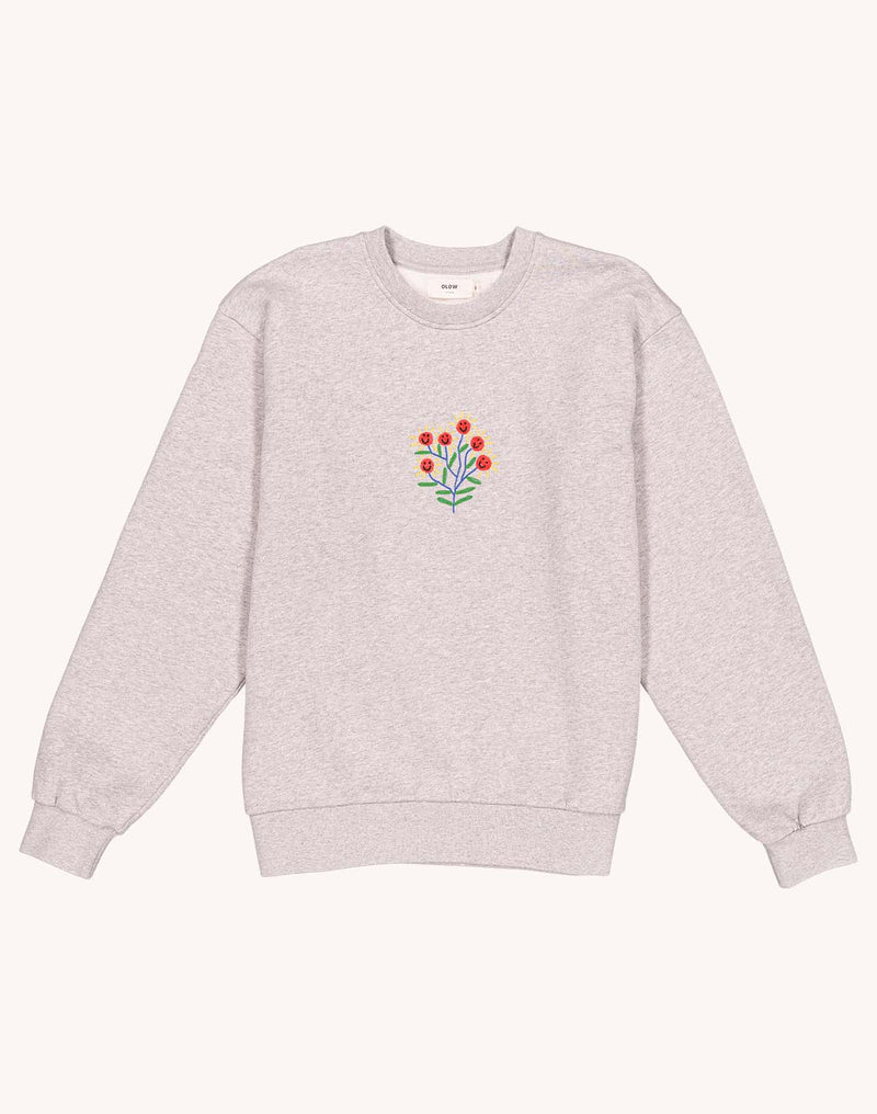 Sweat Happy Flower Gris Chiné en coton bio GOTS – OLOW