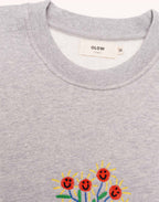 Sweat Happy Flower Gris Chiné en coton bio GOTS – OLOW