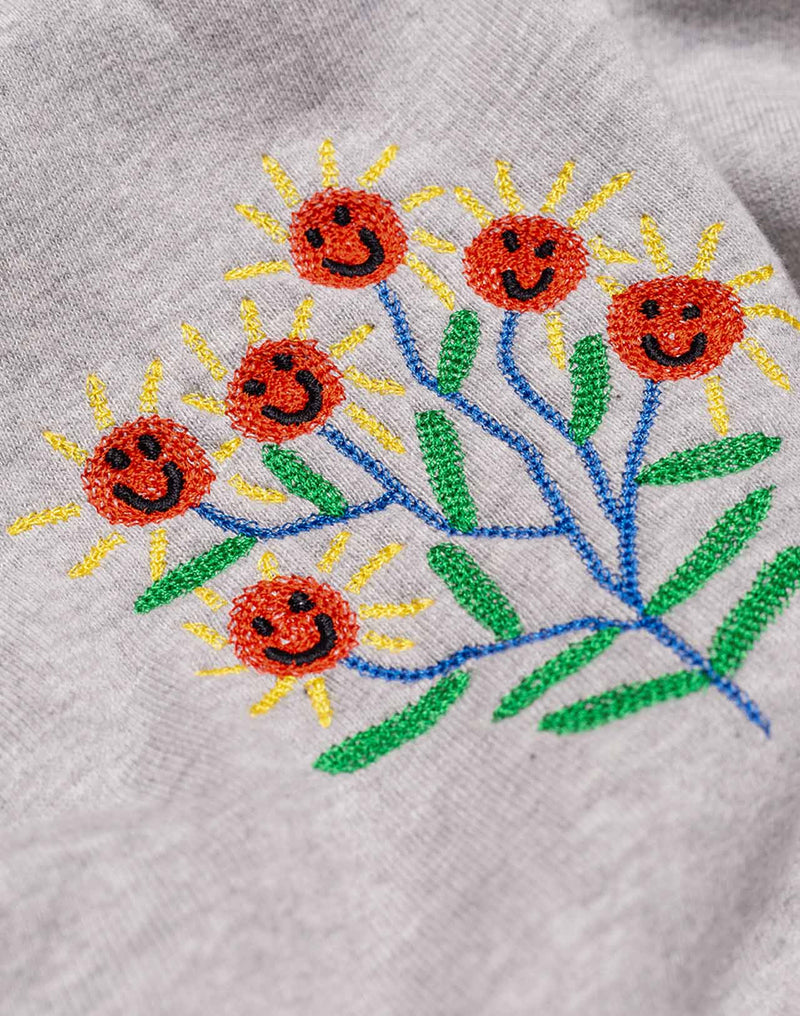 Sweat Happy Flower Gris Chiné en coton bio GOTS – OLOW