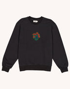 Sweat Happy Flower Noir Carbone en coton bio GOTS – OLOW