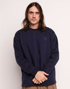 Sweat Lost Track Bleu Dusk en coton bio GOTS – OLOW