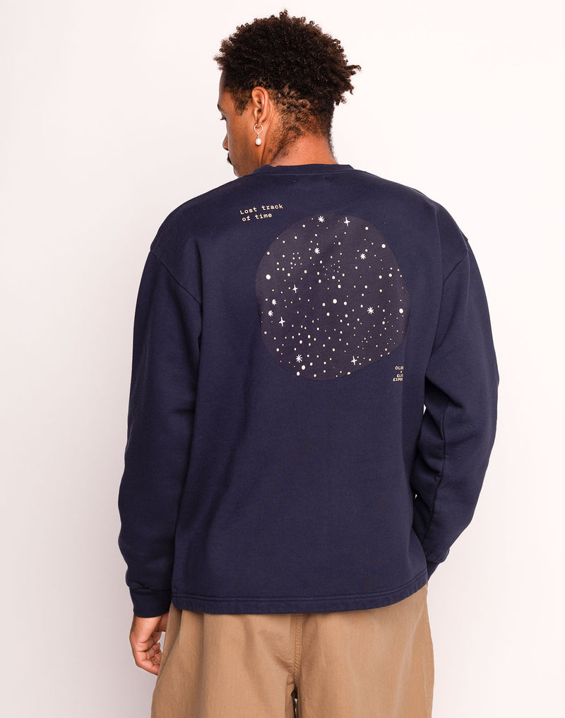 Sweat Lost Track Bleu Dusk en coton bio GOTS – OLOW