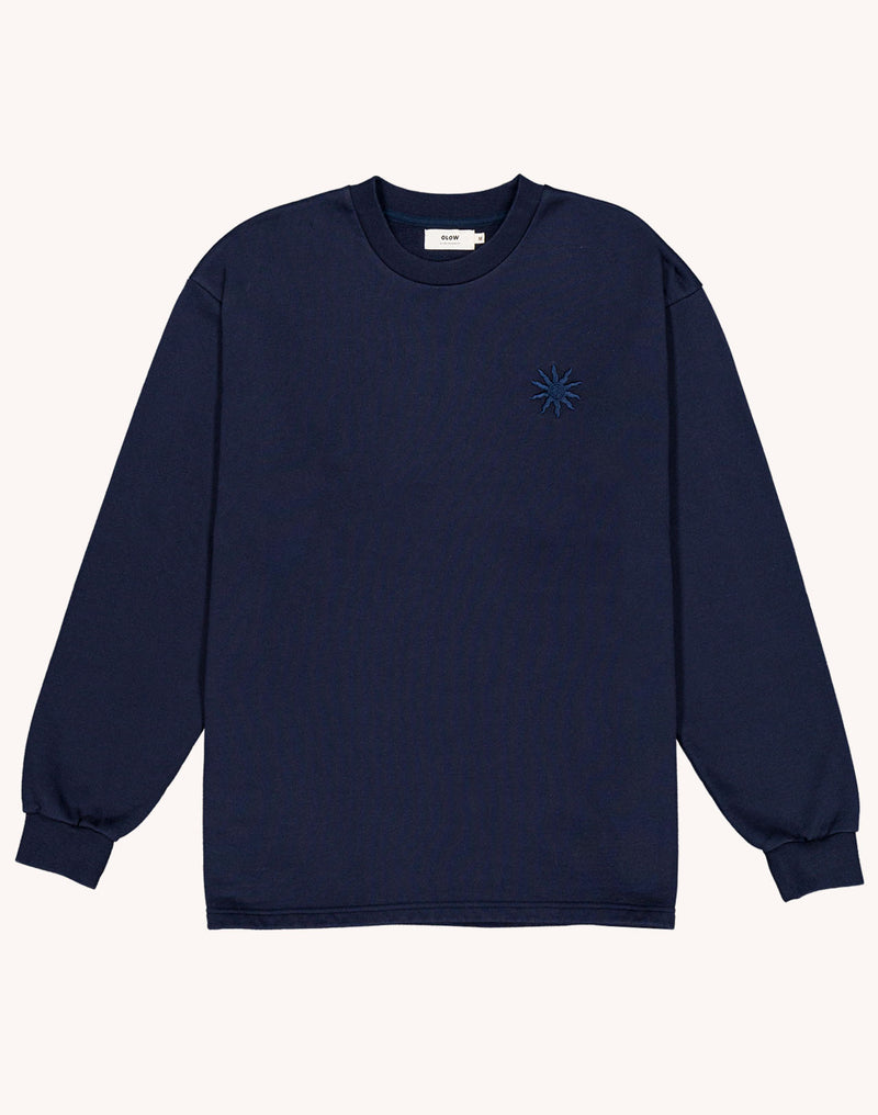 Sweat Lost Track Bleu Dusk en coton bio GOTS – OLOW
