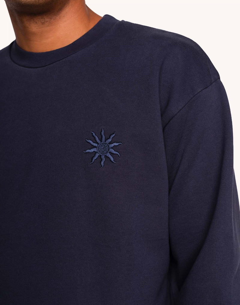 Sweat Lost Track Bleu Dusk en coton bio GOTS – OLOW