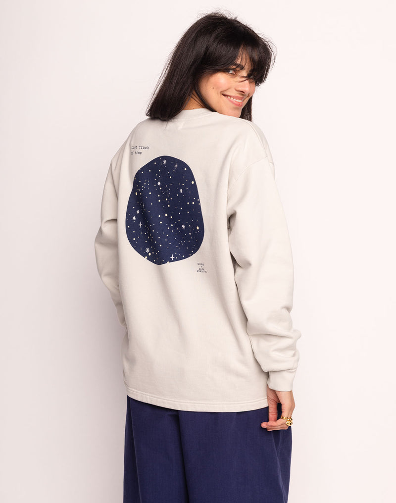 Sweat Lost Track Gris Perle en coton bio GOTS – OLOW