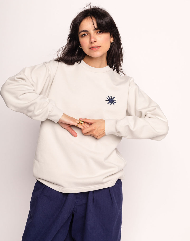 Sweat Lost Track Gris Perle en coton bio GOTS – OLOW