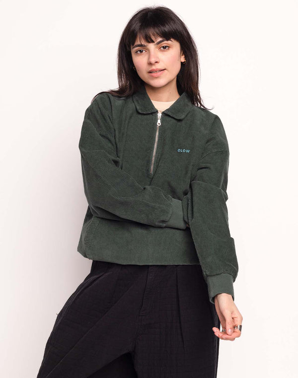 Sweat Manso Vert Mélèze en velours de coton – OLOW