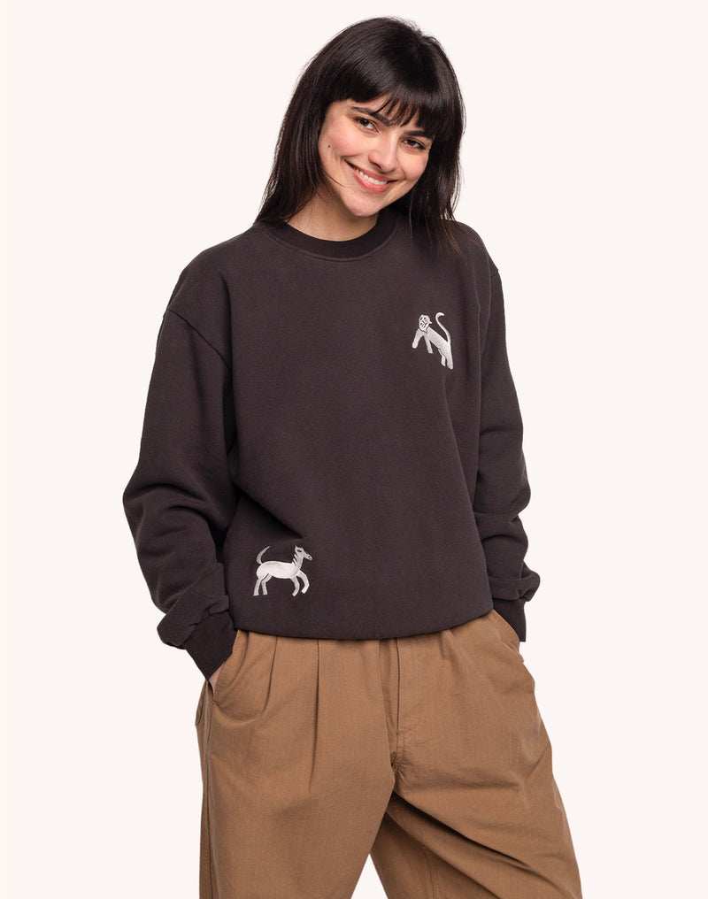 Sweat Wild Noir Carbone en coton bio GOTS – OLOW