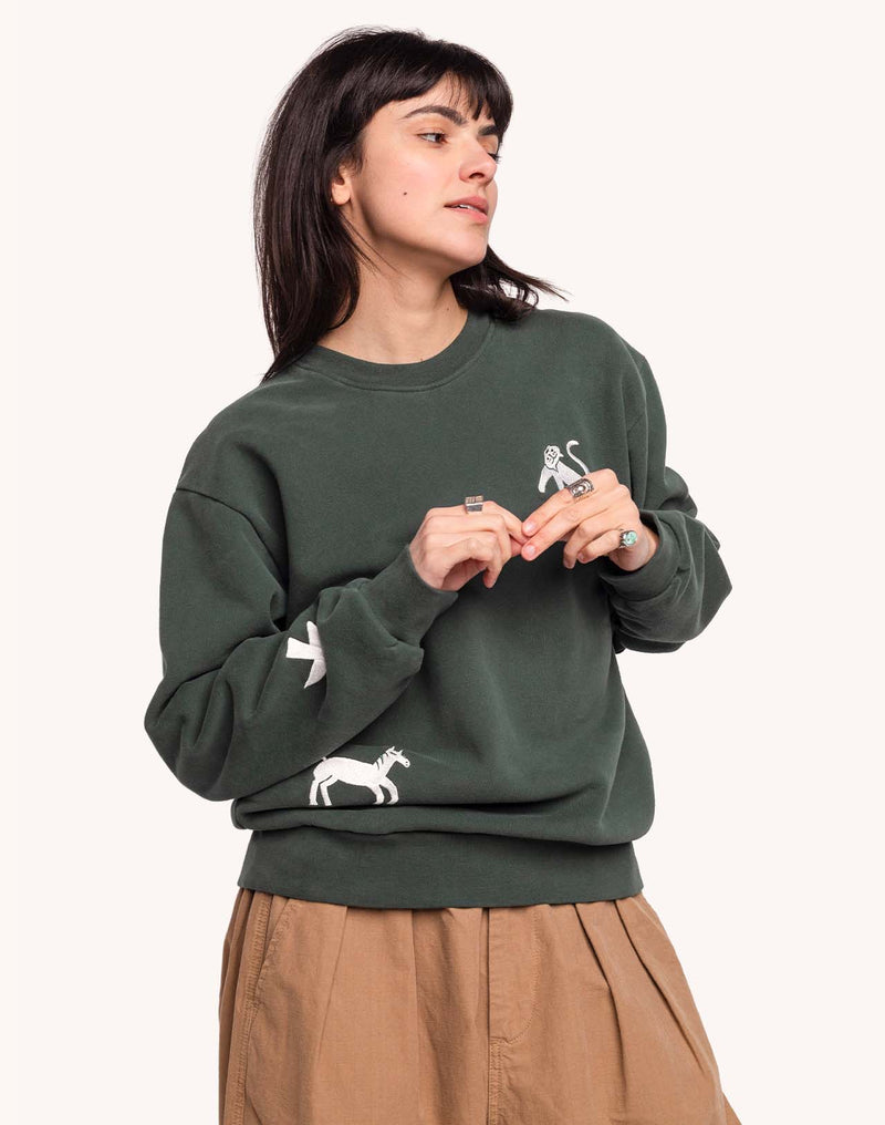 Sweat Wild Vert Mélèze en coton bio GOTS – OLOW