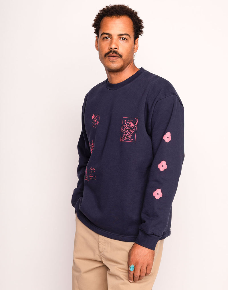 Sweat Wine And Sleep Bleu Dusk en coton bio GOTS – OLOW