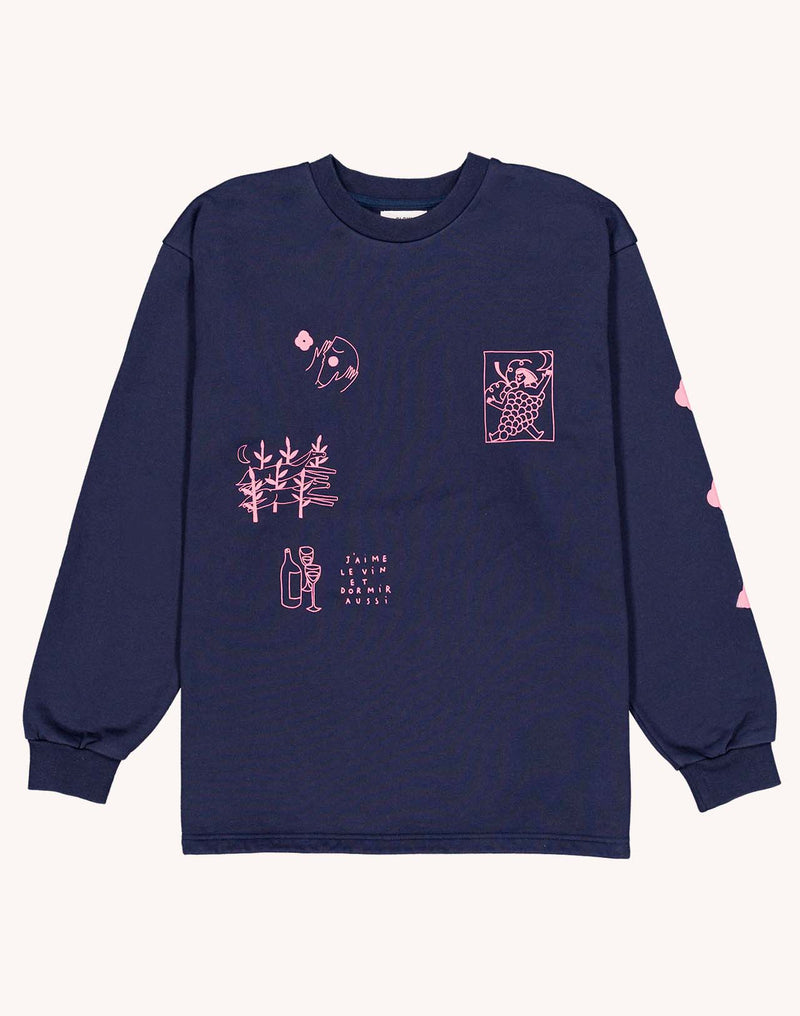 Sweat Wine And Sleep Bleu Dusk en coton bio GOTS – OLOW