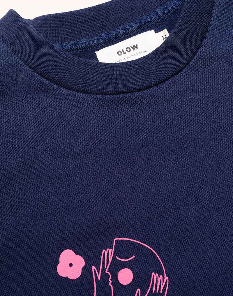 Sweat Wine And Sleep Bleu Dusk en coton bio GOTS – OLOW