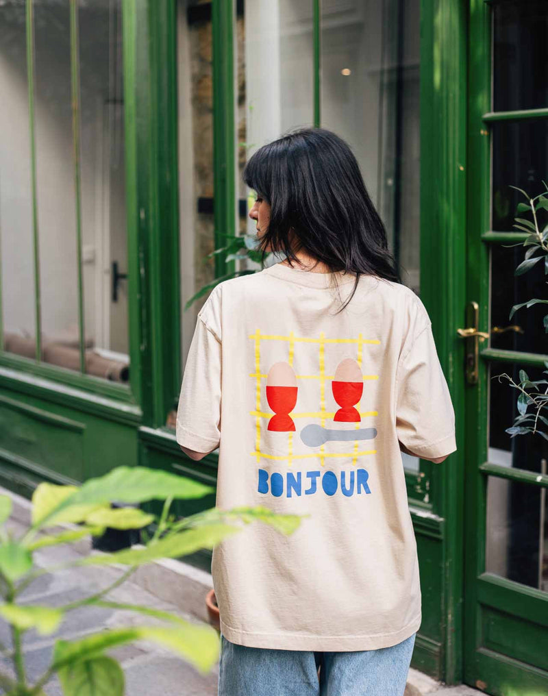 T-shirt ample Bonjour crème