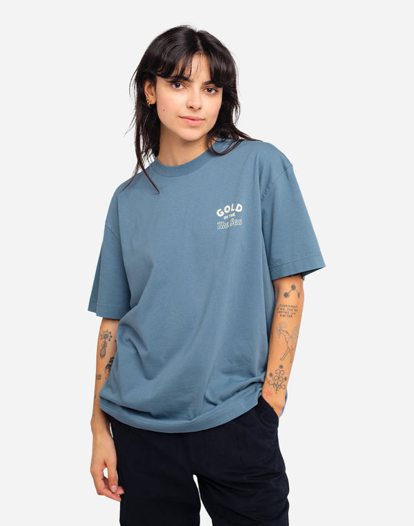 T-shirt ample Gold bleu acier