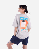 T-shirt ample Morning Coffee gris chiné