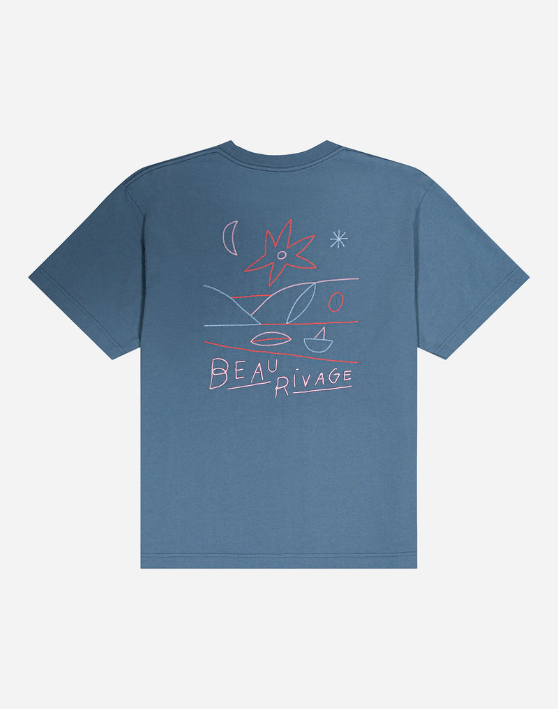 T-shirt ample Rivage bleu acier