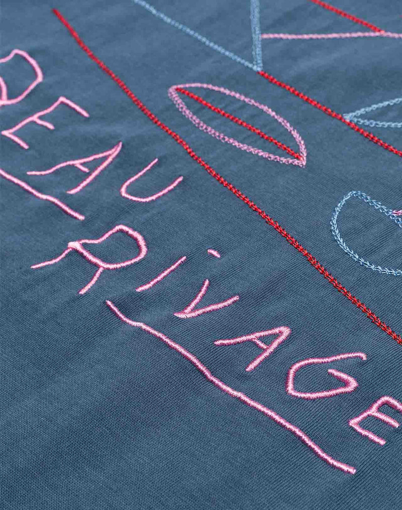 T-shirt ample Rivage bleu acier