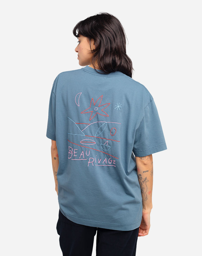 T-shirt ample Rivage bleu acier