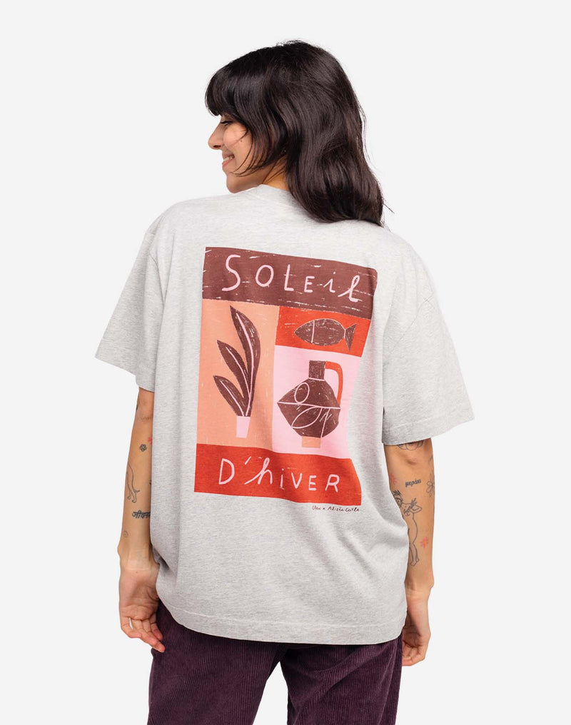 T-shirt ample Soleil d'hiver gris chiné