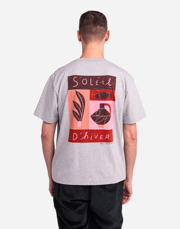 T-shirt ample Soleil d'hiver gris chiné