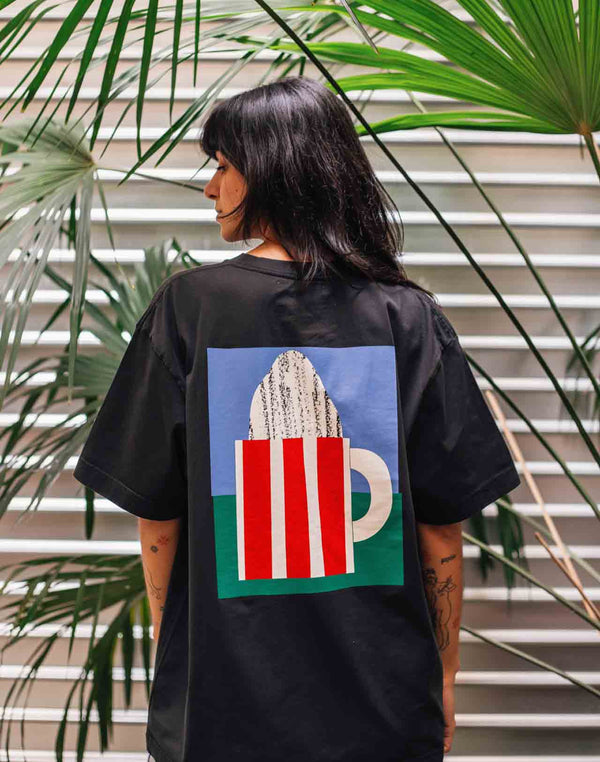 T-shirt ample Tasse Fumante noir carbone