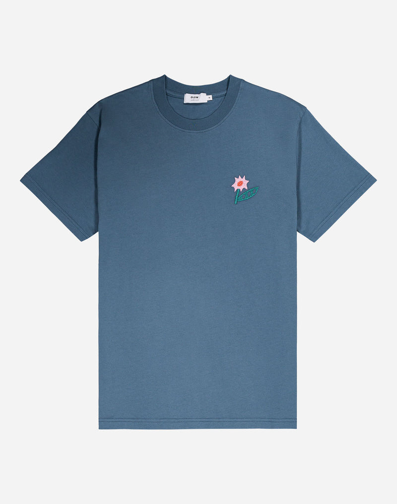 T-shirt Flowering bleu acier