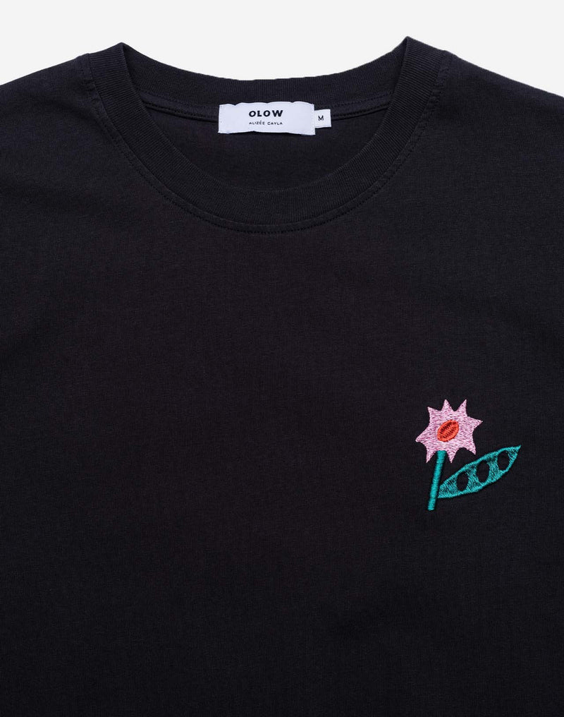 T-shirt Flowering noir carbone