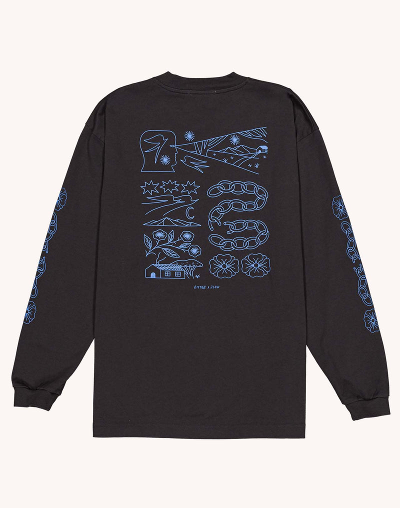 T-Shirt Manches longues Awake Noir Carbone en coton bio GOTS – OLOW