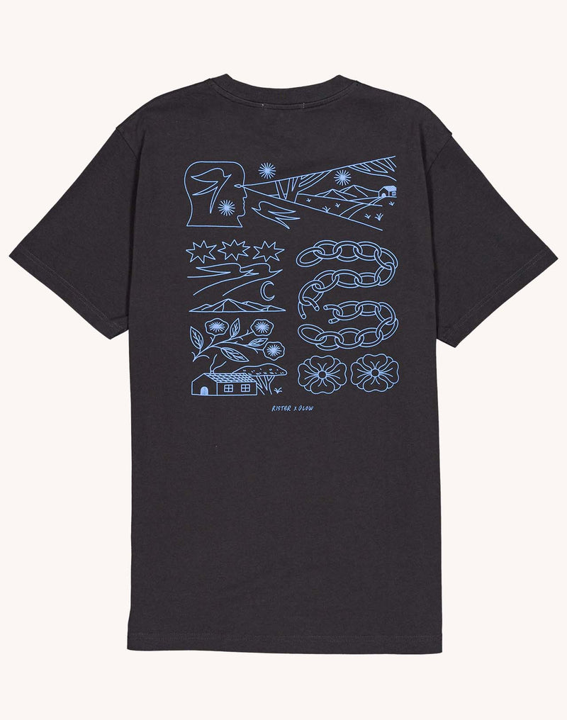 T-Shirt Awake Noir Carbone en coton bio GOTS – OLOW