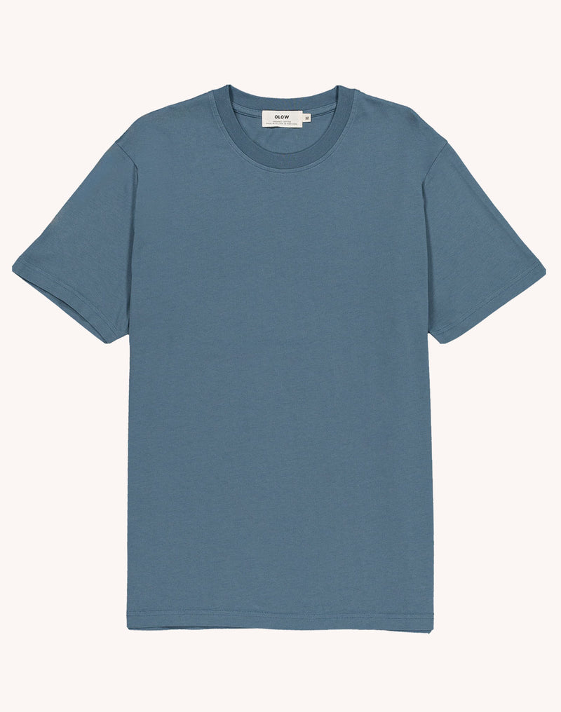 T-Shirt Basico Bleu Acier en coton bio GOTS – OLOW