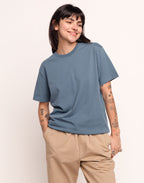 T-Shirt Basico Bleu Acier en coton bio GOTS – OLOW