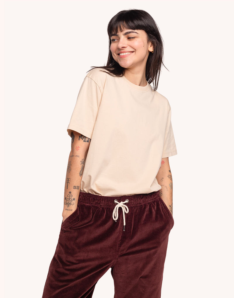 T-Shirt Basico Crème en coton bio GOTS – OLOW