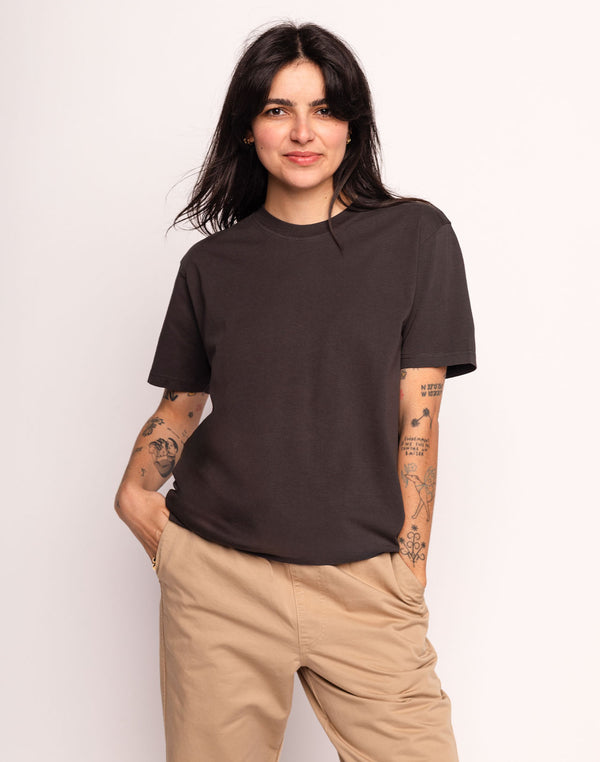T-Shirt Basico Noir Carbone en coton bio GOTS – OLOW