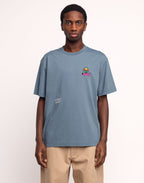 T-Shirt Blossom Yourself Bleu Acier en coton bio GOTS – OLOW